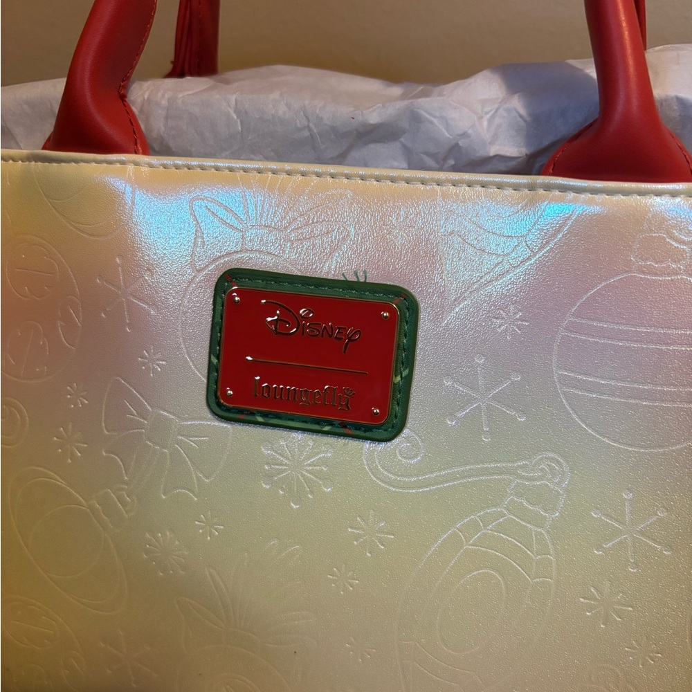 Loungefly Disney Stitch and Scrump Holiday Pin Trading Crossbody Tote Bag - Picture 11 of 15